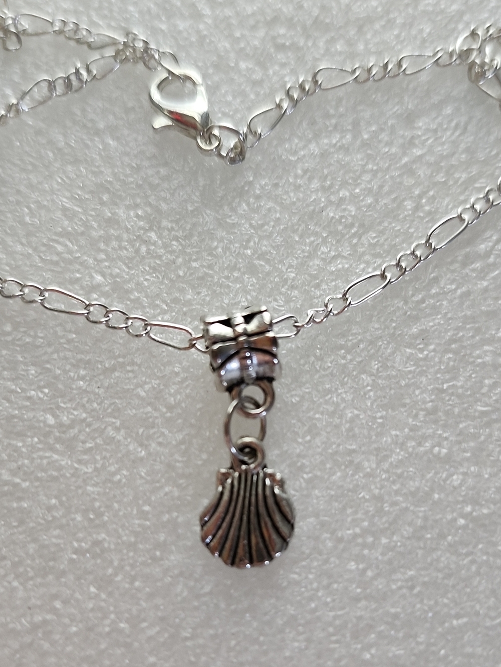 Hand Crafted Silver Shell Charm Bracelet / Anklet - Silver Tone